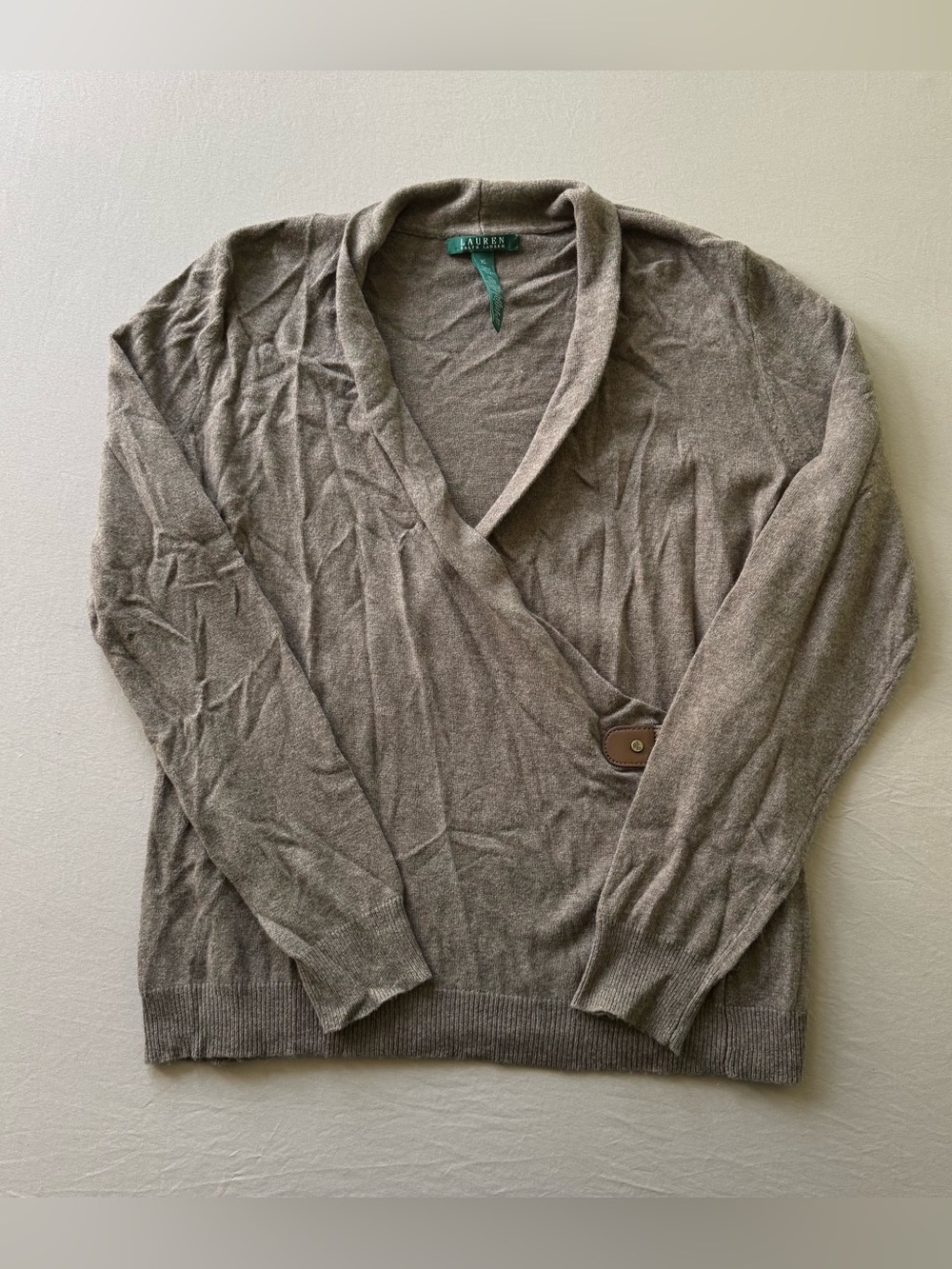 Vintage Ralph Lauren Mayda Leather Buckle Wrap Sweater